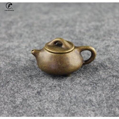 Bronze Mini Finger Teapot Tea Pet Small Pocket Tea Set Figurines Incense Holder Base Tea Pet Desk Decoration Home Decor Ornament