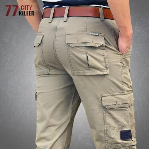 Military Cargo Pants Mens Casual Cotton Loose Thin Multi-pocket Trousers Male Outdoor SWAT Special Force Combat Tactical Pants