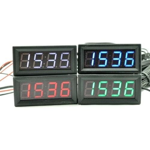 0.56" Digital 5~60v Voltmeter Temperature Clock Meter Inside / Outside Temperature Double Sensors for Automotive Motorcycle