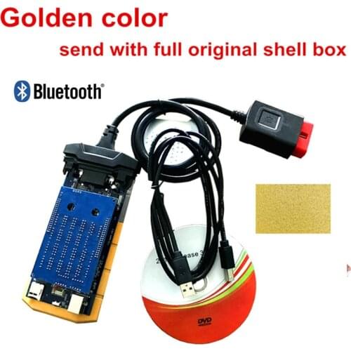 Golden color obd obd2 scanner 2017.R3 keygen bluetooth for delphis vd ds150e CDP for cars and trucks as mvd diagnostic tool