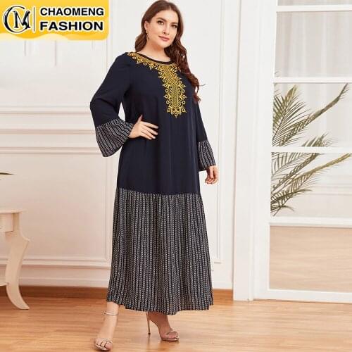 Dubai Abaya Embroidered Fashion Plus Size Hijab Dress Turkey Kaftan Islam Clothing Muslim For Women Vestidos Arabic Maxi Robe