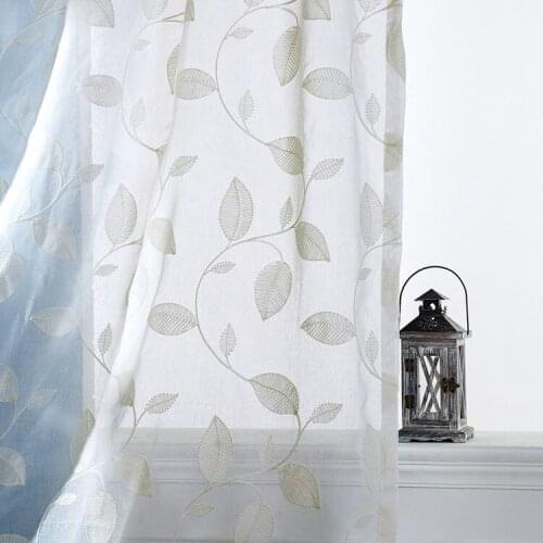 European White Embroidered Voile Curtains Bedroom Sheer Curtains for Living Room Tulle Window Curtains/Panels Window Screening