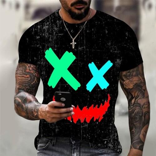 Funny Face Graphic T Shirt Tee Men T-Shirts Clothing Camisetas Tops Ropa Hombre Summer Streetwear Camisa Masculina Verano Roupas