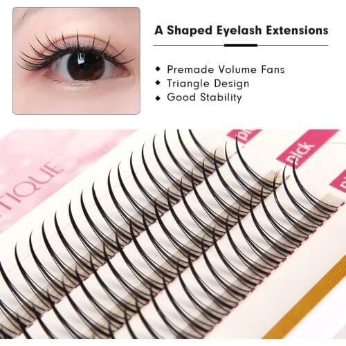 Genielash A shaped Eyelash Extensions 0.07 C Premade Volume Fans Individual Eyelashes Softer Eyelashes
