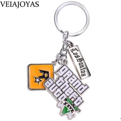 GTA5 Game Grand Theft Auto V Metal Keychain Silicone Key Rings Holder for Car Key chain Chaveiro Men Women Jewelry Accessories