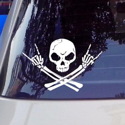 Handsome Skull Reflective Waterproof Car Sticker 16.6cmx11cm