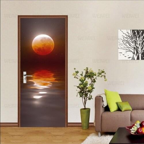 Creative 3D Setting Sun Landscape Door Sticker PVC Self-Adhesive Waterproof Mural Wallpaper DIY Living Room Bedroom Stickers