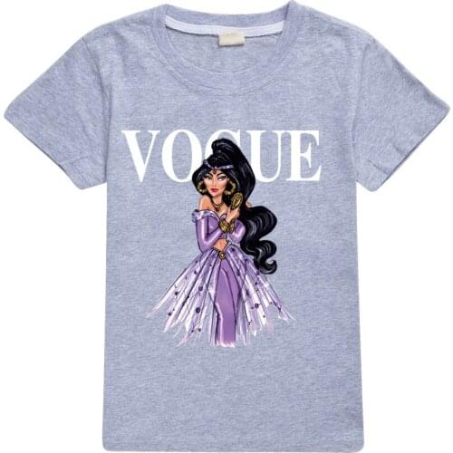 Summer Kids' Short Shirt Disney Cartoon Fairytales Princess Printing Casual Short-sleeved Outfits Tops T Shirts Boys Girls Tees
