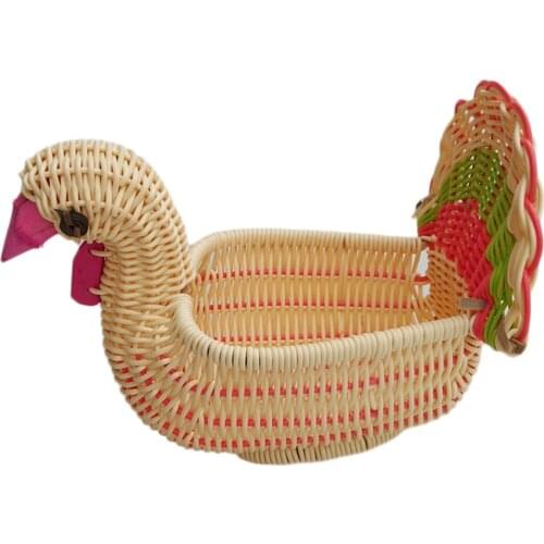 Little Turkey Shape Imitation Woven Rattan Tabletop Food Bread Fruit Basket