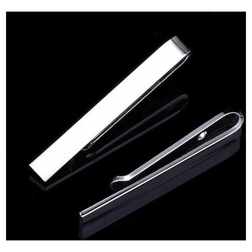 Trendy Tie Clip Clasp Mens Black Gold Color Silver Color Skinny 4.3CM Slide On Slim Tie Tie Pin