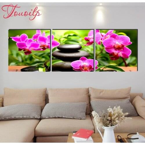 TOUOILP triptych Orchid Stone diamond painting full square&round drill diamond embroidery mosaic modern home decoration painting