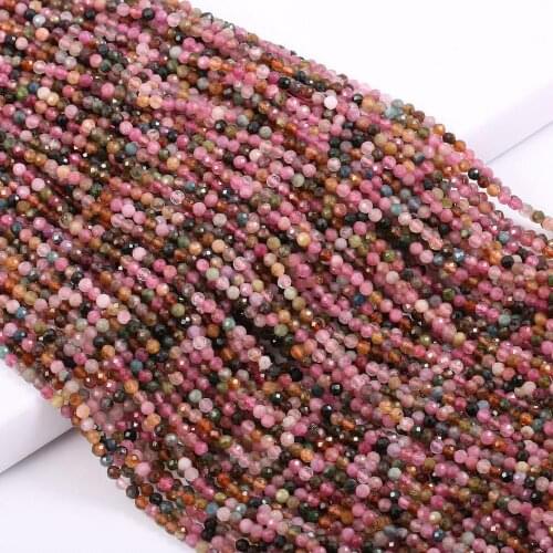 Natural Stone Faceted Tourmaline Small Beads Loose spacer beads for Jewelry Making DIY Necklace Bracelet Accessories 2 3mm