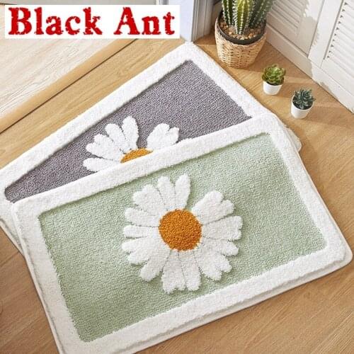 40x65cm Non-slip Floor Carpet Bathroom Door Flocking Mat Daisy Toilet Absorbent Foot Mat DZ004F