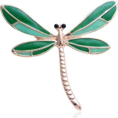 The new 2019, Japanese, Korean, new fashion simple alloy diamond dragonfly brooch high-grade fine joker pin