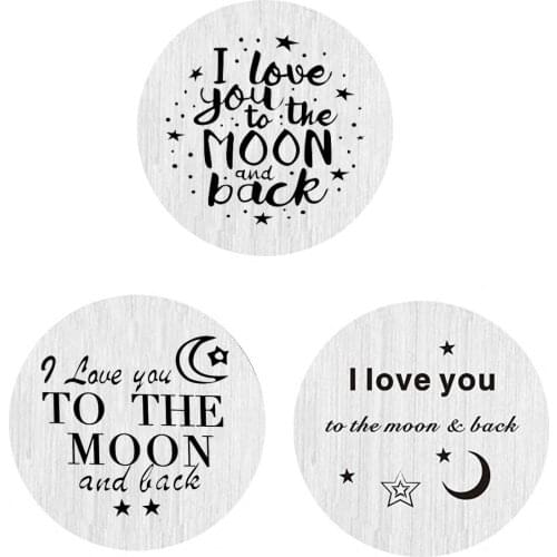 5PCS 22mm I love you to the moon and back Floating Stainless steel blank plates for floating lockets discs Jewelry Makings