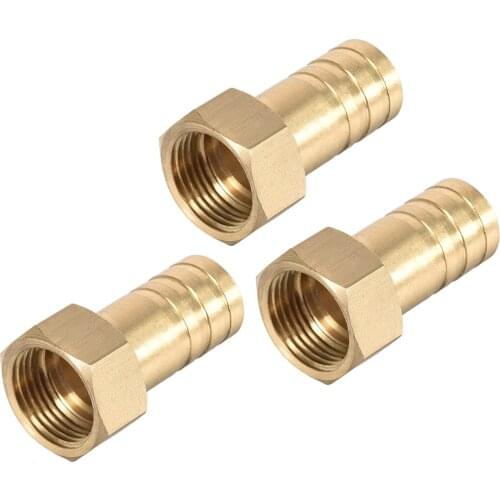 Uxcell 3pcs Brass Barb Hose Fitting Connector Adapter 14mm Barbed X G3/8 Female Pipe connect lines for air, water, fuel, etc