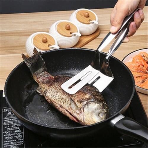 Stainless Steel Steak Clamp Barbecue Food Tongs Kitchen Accessories BBQ Cooking Fried Fish Meat Clamp Baking Pastry Bread Clip