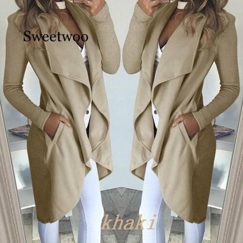 Women Winter Waterfall Jacket Ladies Cardigan Outwear slim cardigan woolen coat 2020 New Fashion Autumn pocket long-sleeve Coat