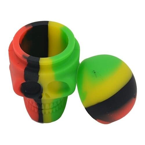 10pcs Non Stick 15ml Bho Skull Silicone butane oil container Dab wax jar for Storage Dry Herb, Tobacco, Pill, Balm