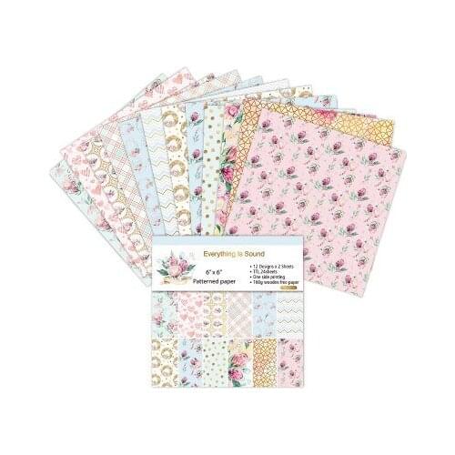 12or24 Sheets everything is sound Scrapbooking Pads Paper Origami Art Background Paper Card Making DIY Scrapbook Paper Craft