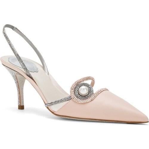 2020 Spring Pearl Pumps Women Rhinestone Slip On Pointed Toe High Heels Shoes Women Fashion daily Ladies Shoes Zapatos De Mujer