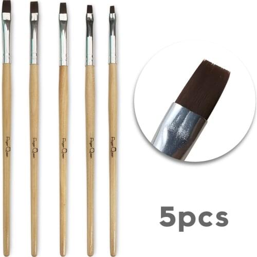 5pcs Wooden Holder Nail Brush Set Nail Brush Painting Nail Art Brush For Nail Liner Painting Gel Polish Brushes Tools B057