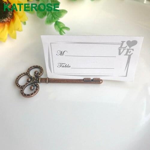50PCS Antique Bronze Vintage Key Place Card Holder Wedding Favors Party Table Shower Event Table Decors Ideas
