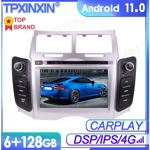 6+128G Android11 For Toyota Yaris 2005-2011 Car Multimedia Player GPS Navi Audio Stereo Screen DVD Head Unit Tape Recorder