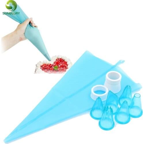 8PCS/SET Reusable Silicone Icing Piping Bag Set Kit Silicone Cream Pastry Bag With Coupler Nozzles Fondant Cake Decorating Tools