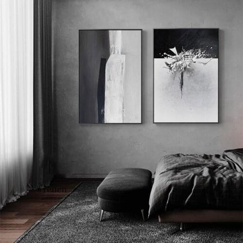 Abstract Black White Grey Canvas Painting Poster Print Nordic Minimalist Wall Art Pictures for Living Room Cuadros Home Decor