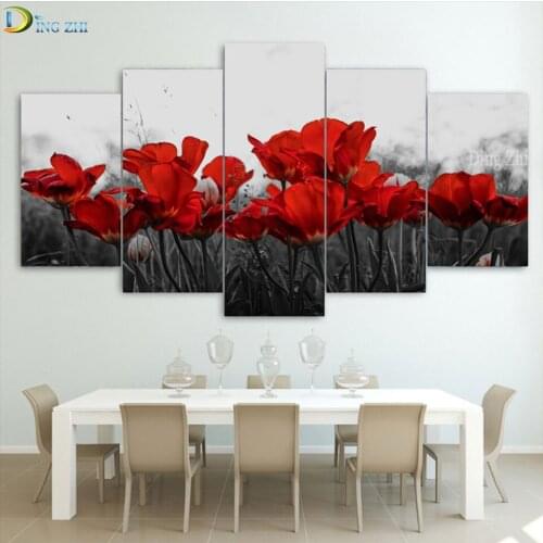 5D DIY Flower Diamond Painting Poppy Pattern HD Print Embroidery Cross Stitch Multi-Module Mosaic Kits Of Rhinestone Home Decor