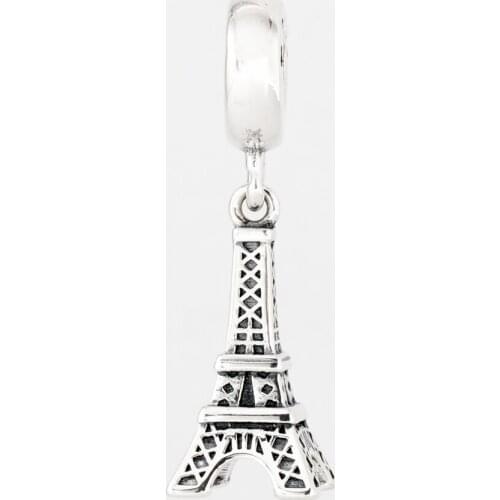 Free Shipping Authentic 925 Sterling Silver Paris Eiffel Tower Dangle Charm Fit Original Bracelet For Women DIY Jewelry Beads