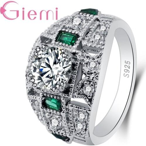 Shiny Zircon Jewelry Colorful Rhinestone Women Crystal Retro Rings Party Geometric Classic New Statement Female Anel