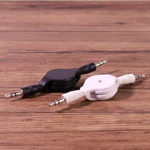 Black White Retractable Cable Audio Aux Retractable Cable For Car Stereo MP3 PC Speaker