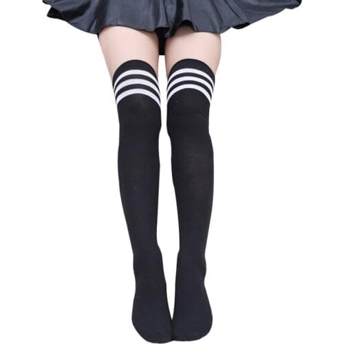 3pairs/lot Girls Stocking Lovely Solid Color Medium Hose for Ladies Striped Sexy Stocking Japanese Skateboard Vital Female Meias