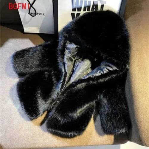 Kid Fur Fall Hooded Jackets Toddler Boy Winter Clothes Fake Mink Fur Teenager Jacket Boys Girls Jacket Padded Cotton Baby Coats