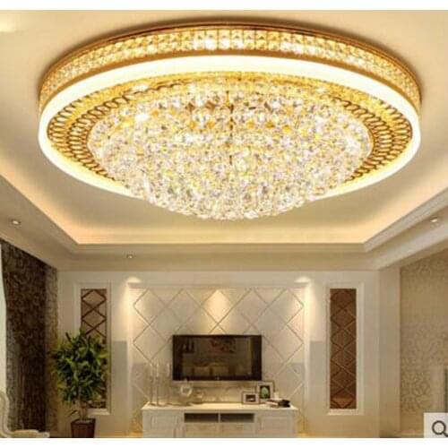 European Crystal Living Room Light Ceiling Lamp LED Light Source Round Simple European Hall Modern Simple Luxury Villa Lamp led