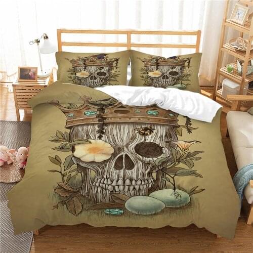 FANAIJIA 3d Sugar Skull Duvet Cover with Pillowcases Skull Luxury Bedding Sets Queen Size Bed Sets