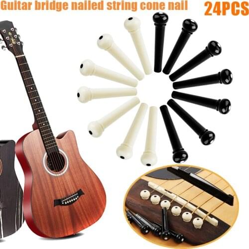 24pcs Guitar String Nails Bridge Pin Solid Cones Part Repair Plastic Accessories guitarra violão WHStore