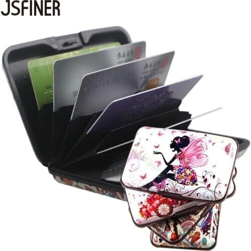 JSFINER Men Aluminum Alloy Card Package Women Portable High Capacity Card Holder Security RFID Anti Theft Brush ID Holders