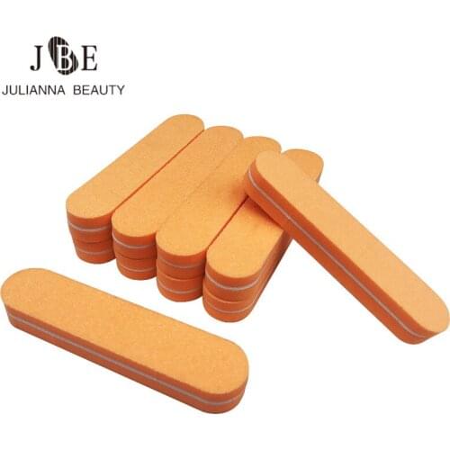 20Pcs/Lot Mini Nail Files Buffer 100/180 Orange Sanding Washable Emery Board Professional Sponge Nail Buffer Sandpaper Art Tools