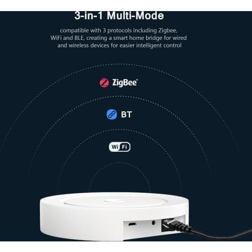 KKMOON Multi-Mode Gateway 3-in-1 Two-Way Multifunctional Smart Gateway Hub Support Tuya Zigbee WiFi BLE Mesh Smart Home Bridge