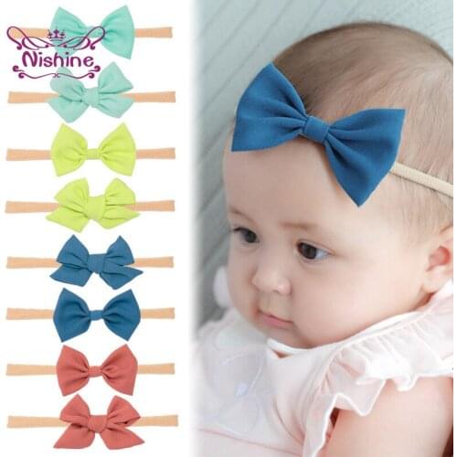 Nishine Fashion Plaids Bowknot Baby Headband Cute Handmade Bows Elastic Traceless Hairband DIY Children Headwear Birthday Gifts