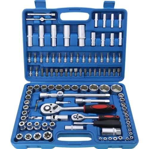 108 Sleeve Tool Car Repair Toolbox Multi-Function Large, Medium and Small Fly Ratchet Spanner Set Hardware Combination