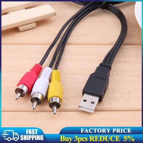 New 1.5M 5ft USB Male A to 3 RCA AV A/V TV Adapter Cord Cable Audio AV Cable