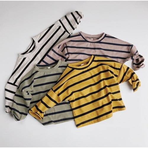 Autumn Baby Girls Boys Stripe T-shirt Korean Style Children Clothing Spring Toddler Baby Girls Boys Long Sleeve Cotton T-shirt
