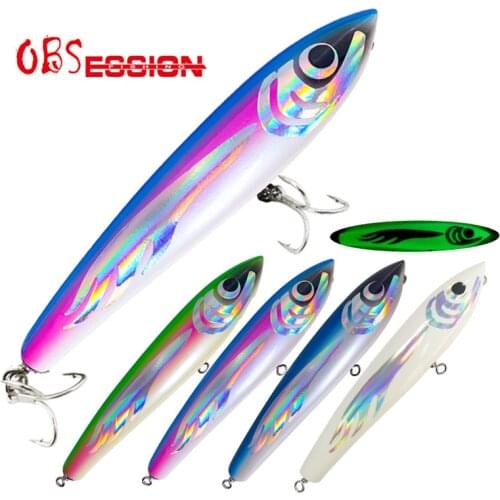 OBSESSION 120g Topwater Wooden Lures With Origin Treble Hooks Artificial Trolling Pencil Boat Ocean Fishing Bait Tackle Lure