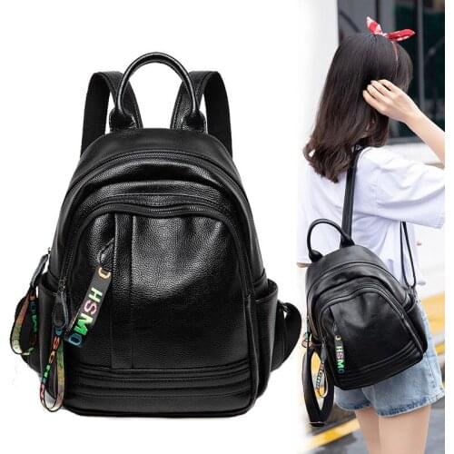 Women Travel Backpack Fashion Solid Zipper PU Leather Tote Bags Female Lady Casual Rucksack Teenager Girls Shoulder Bag Bagpack
