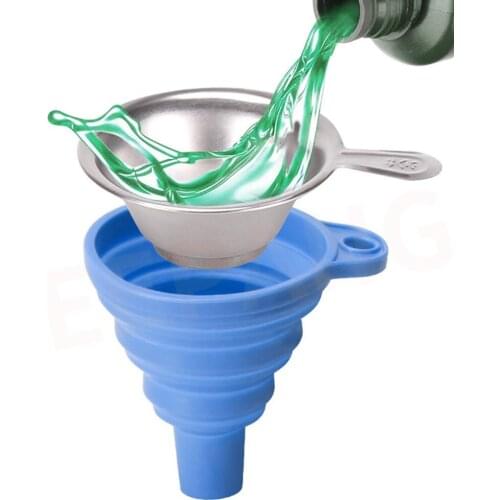 Collapsible Silicone Funnels and Stainless Steel Resin Filter Cups Pouring Resin Back into Cup for SLA DLP LCD 3D Printer