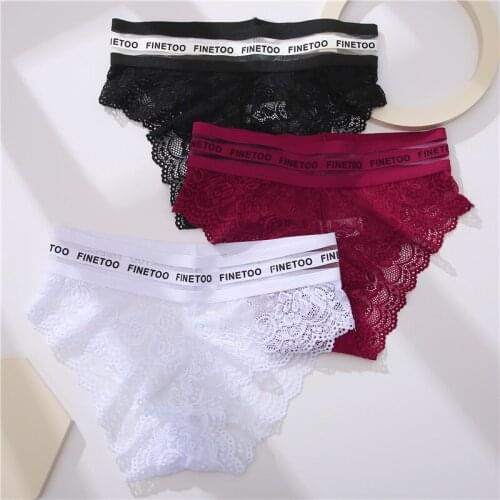 3PCS Women Mesh Briefs Lady Sexy Hollow Out Underwear Female Low Rise Floral Lace Panties L/XL/XXL